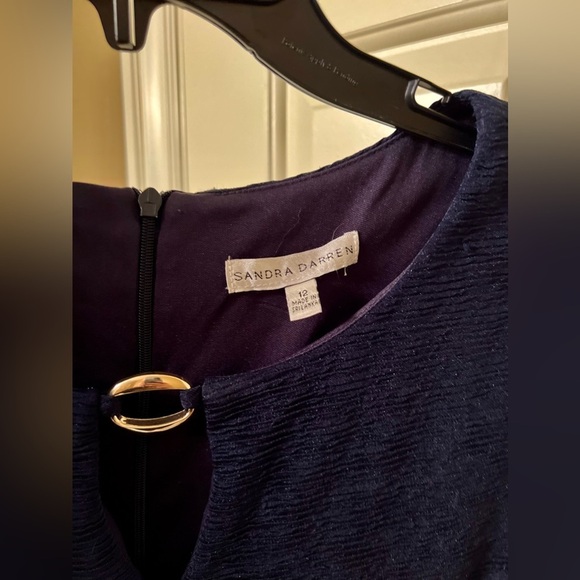 Size 12 NAVY BLUE KEYHOLE TEXTURED KNIT FIT & FLARE DRESS Day/Evening - Picture 9 of 11